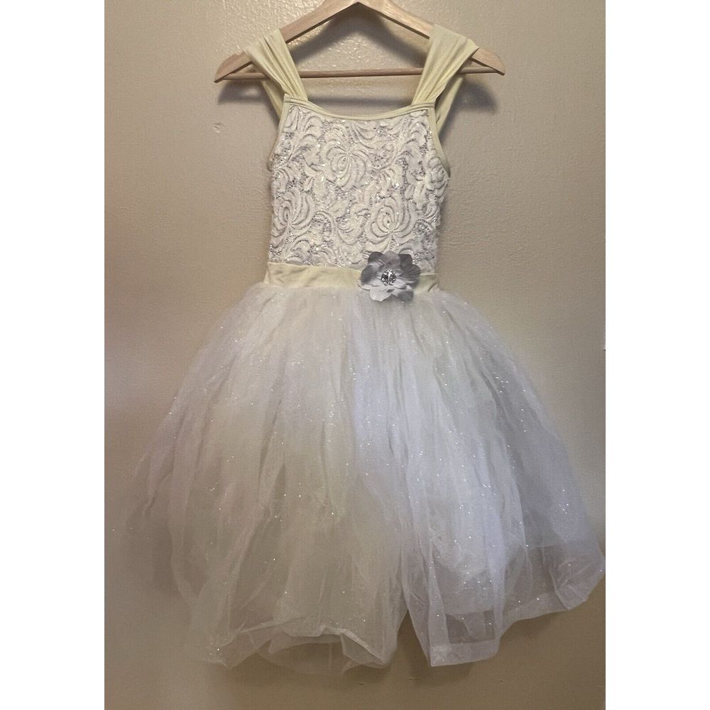 Weissman Girls Ballet Tutu Dance Dress Up Costume Silver White Lace Yellow LC